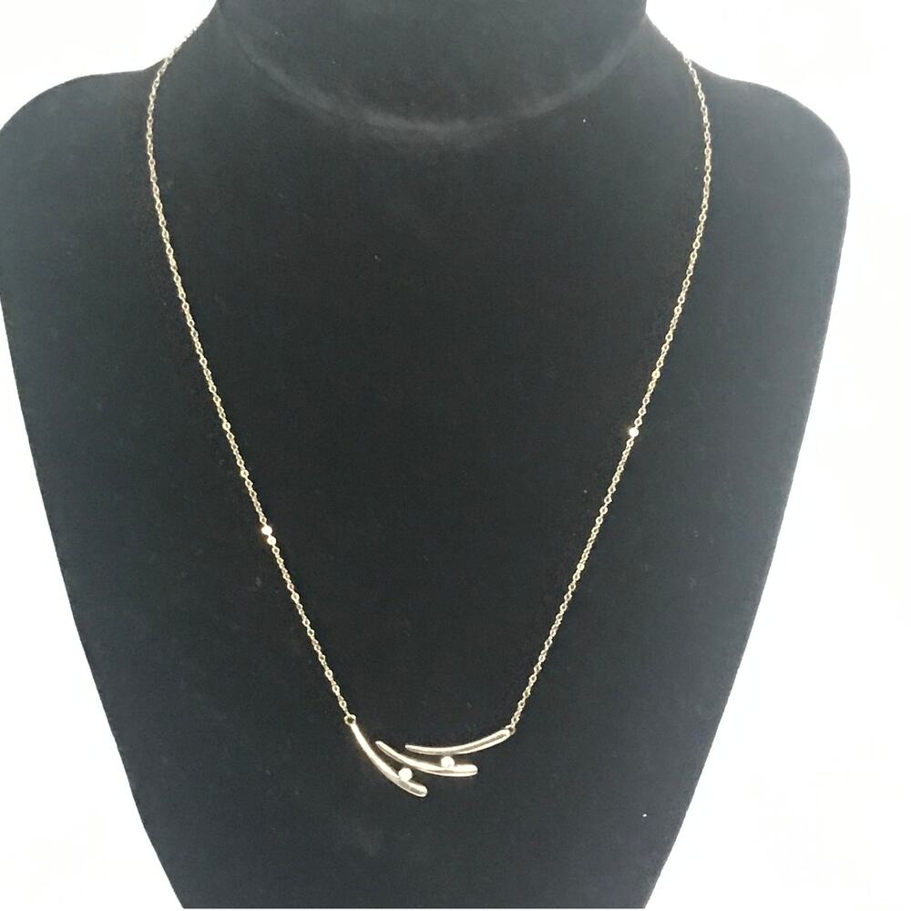 Vintage Necklace WIth Two Clear Stones 17 Inches Long Modern Artsy Fashion